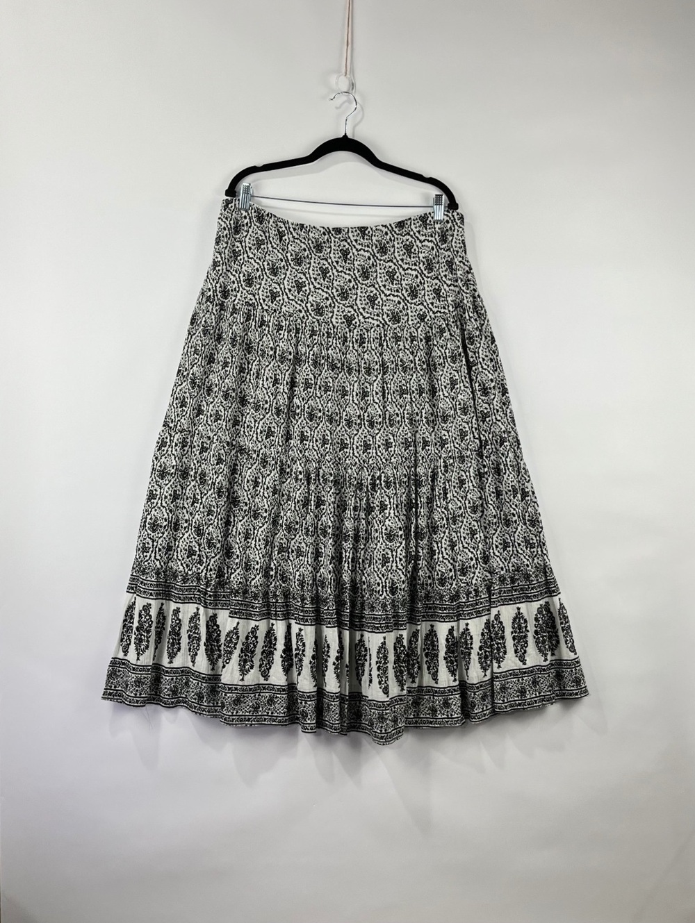 Chaps XL 100% Cotton Lined Elastic Waist Tiered Boho Maxi Skirt